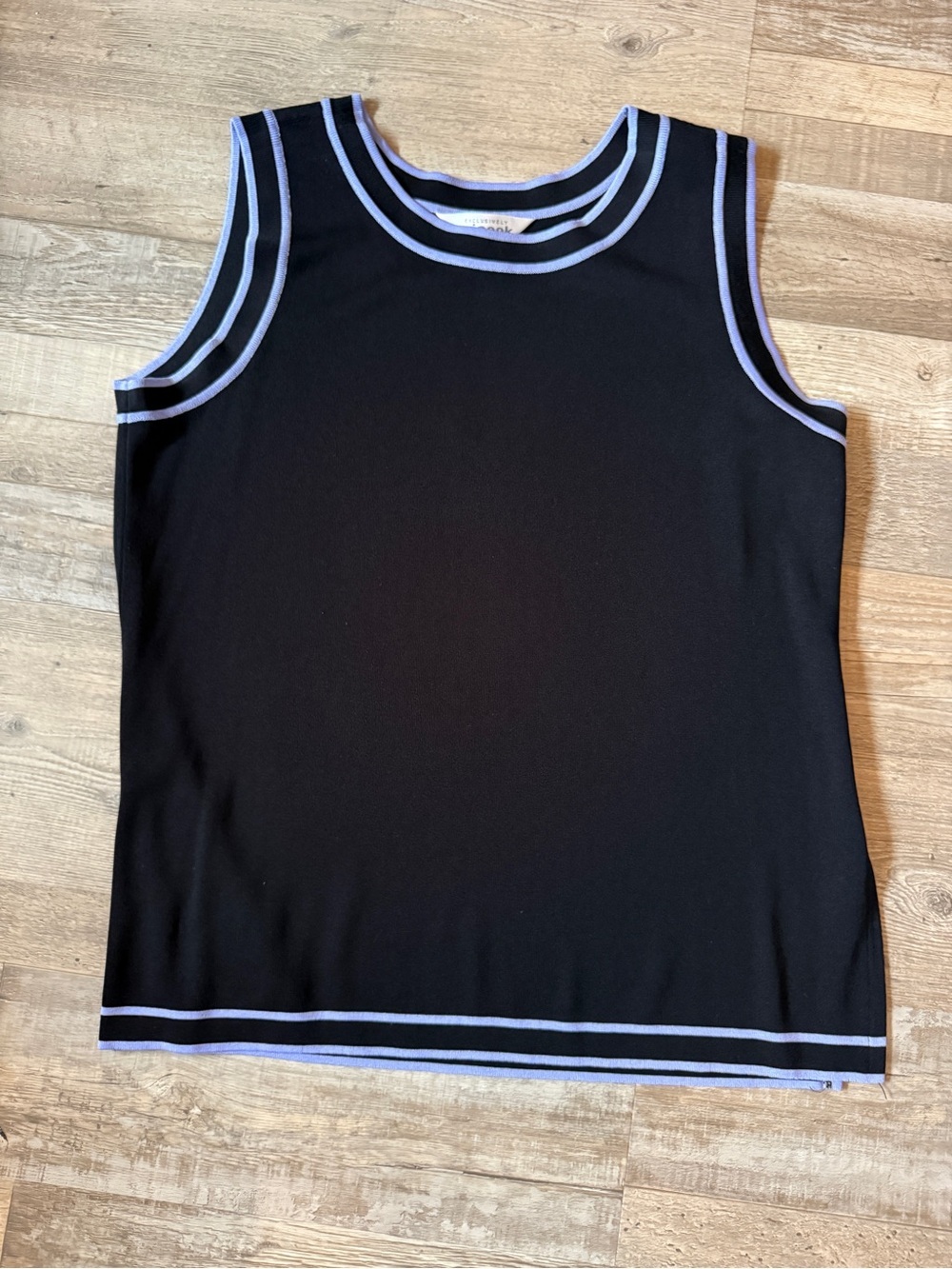 Misook Black Tank with Light Blue Trim size L